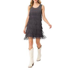 It Hippie Faux Suede Fringe Dress